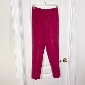 Vince Camuto High Waist Pleated Front Silky Pants Fuchsia Pink Size 8